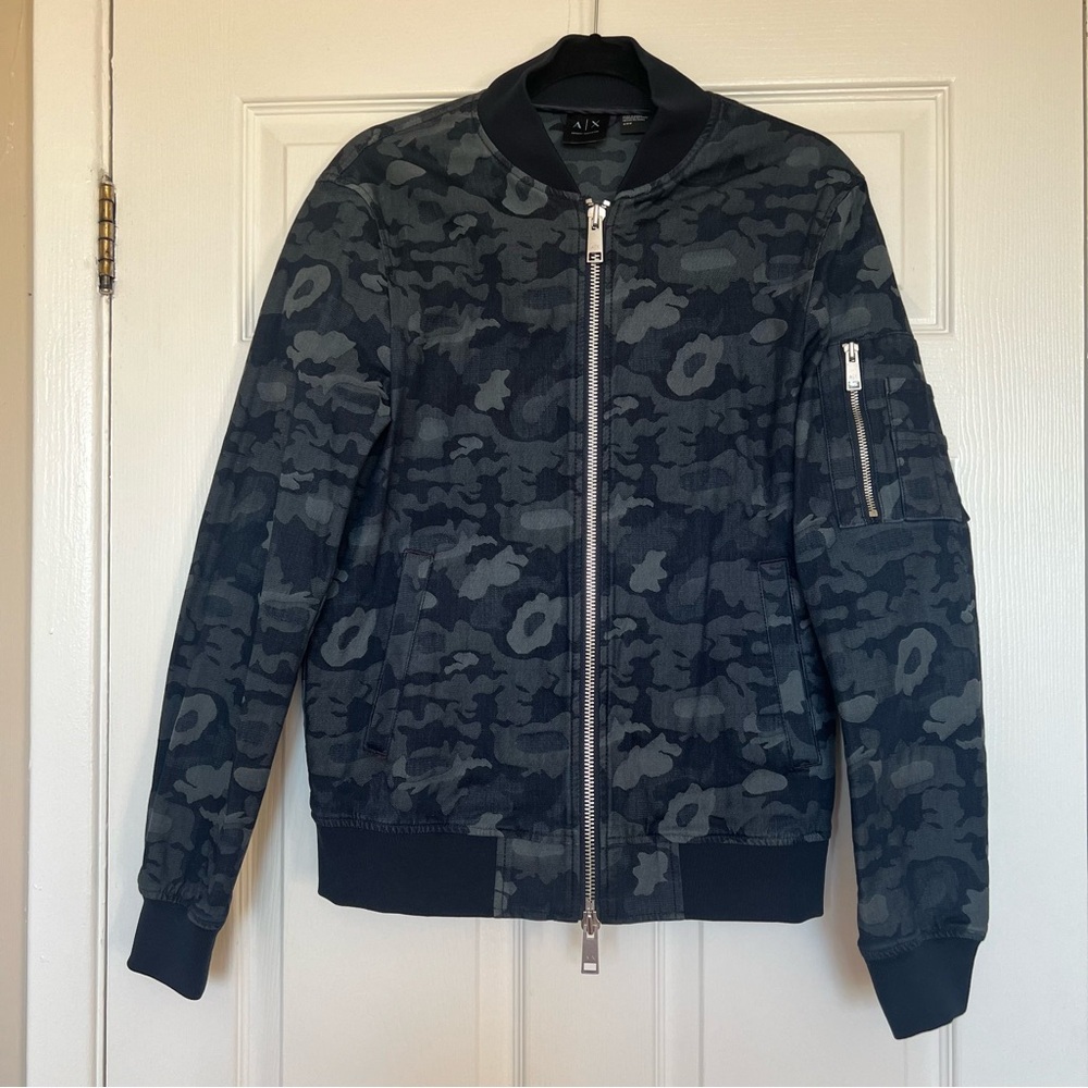 Armani Exchange Men's Black Camo Bomber Jacket